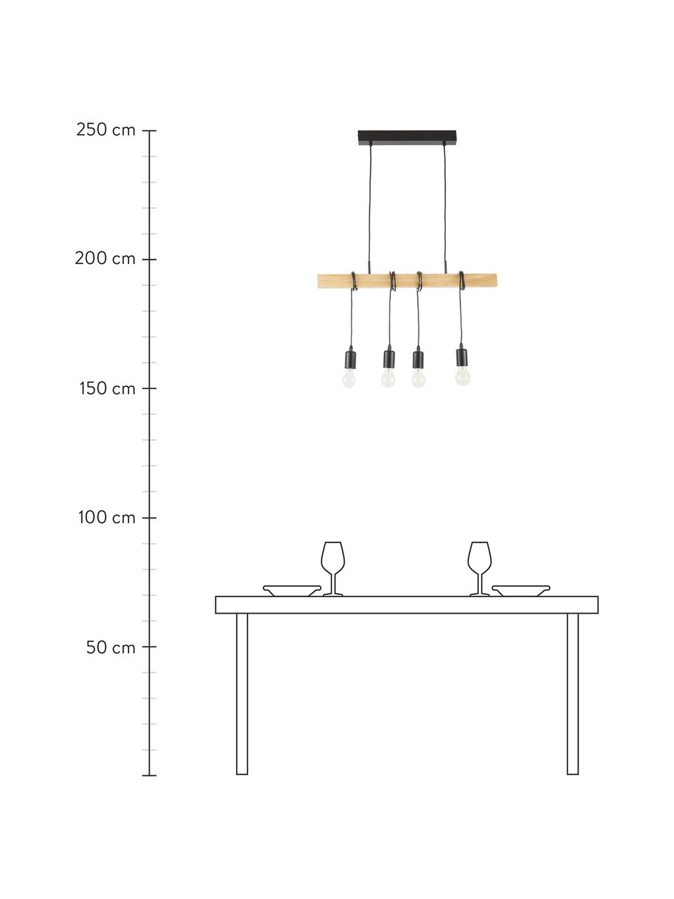 Závěsné svítidlo Townshend, Černá, kaučukové dřevo, Š 70 cm, V 25 cm