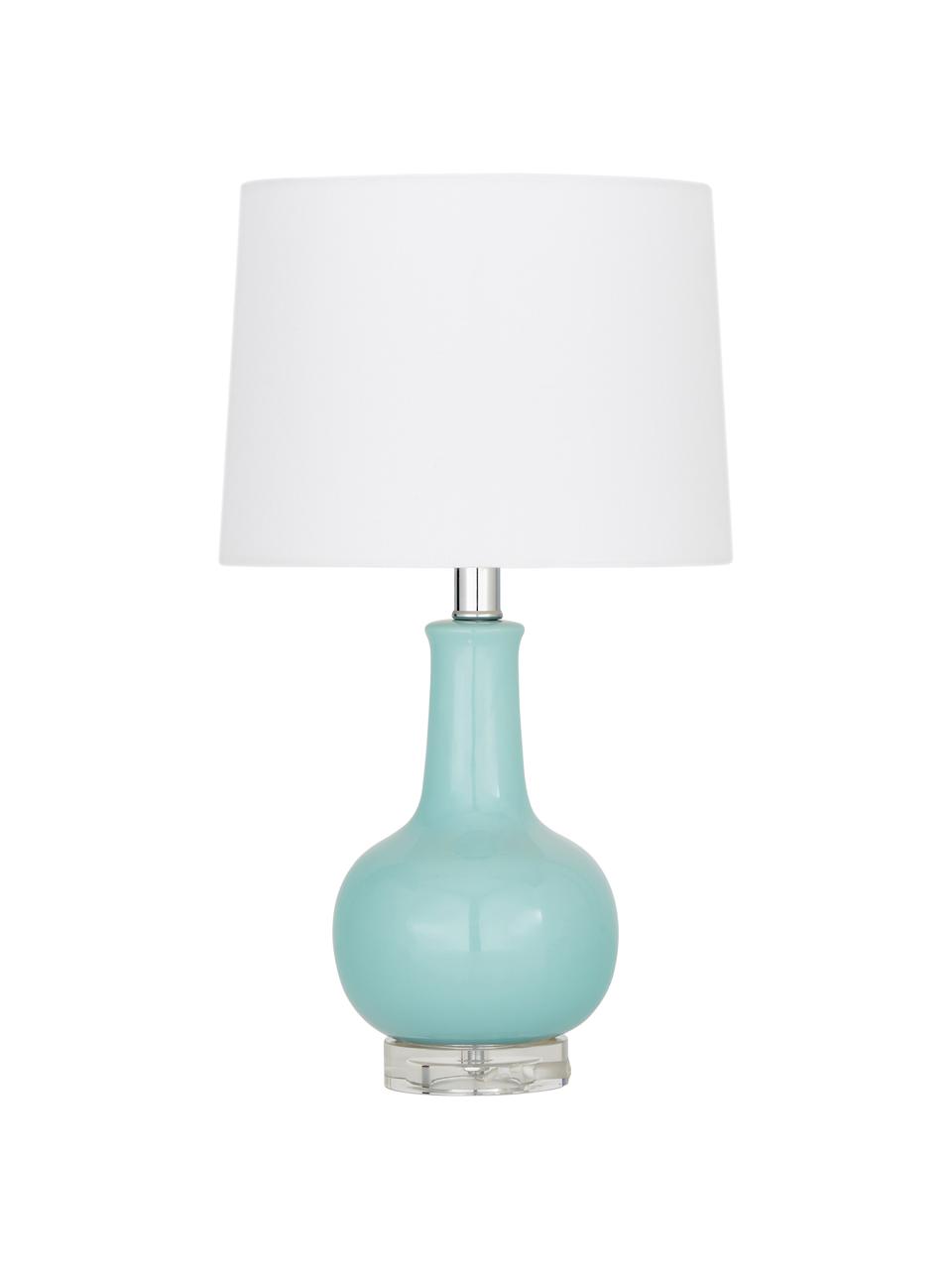 Lampe à poser en céramique bleue Brittany, Blanc, turquoise, Ø 28 x haut. 48 cm