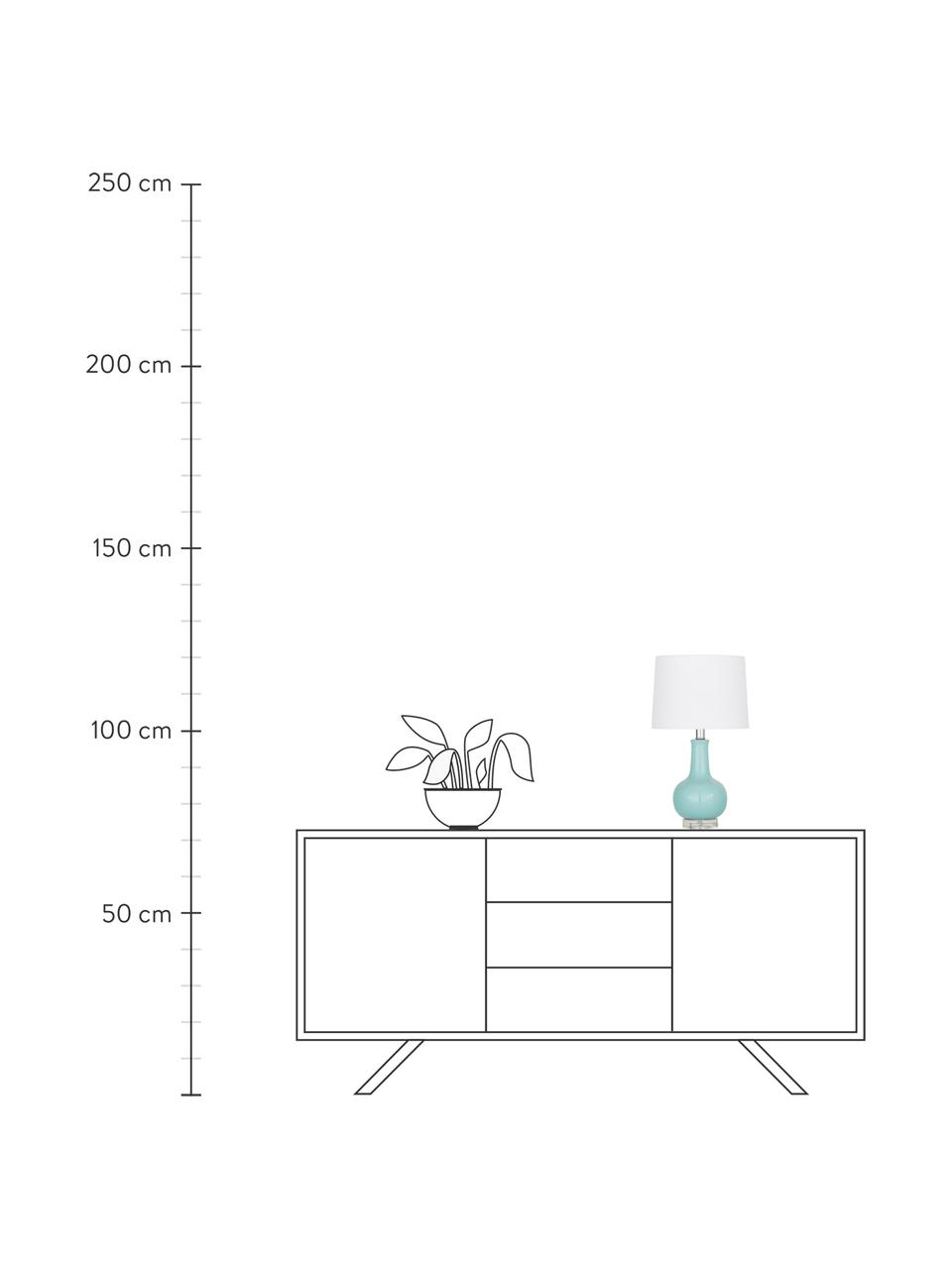 Lámpara de mesa de cerámica Brittany, Pantalla: tela, Cable: plástico, Blanco, turquesa, Ø 28 x Al 48 cm