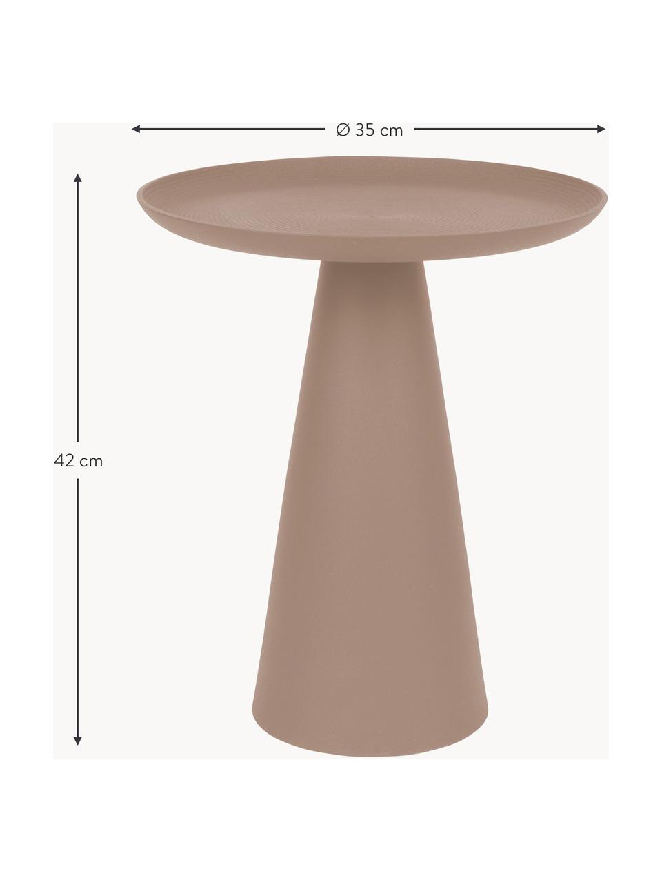 Kulatý kovový odkládací stolek Ringar, Hliník s práškovým nástřikem, Nugátová, Ø 35 cm, V 42 cm