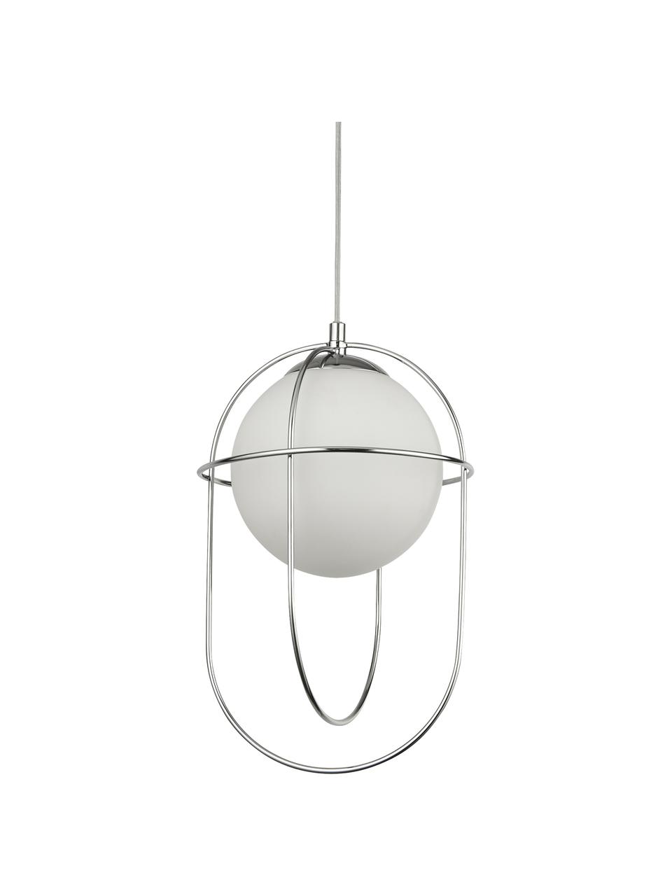 Kleine hanglamp Axis met glazen lampenkap, Lampenkap: glas, Baldakijn: metaal, Zilverkleurig, Ø 23 x H 37 cm