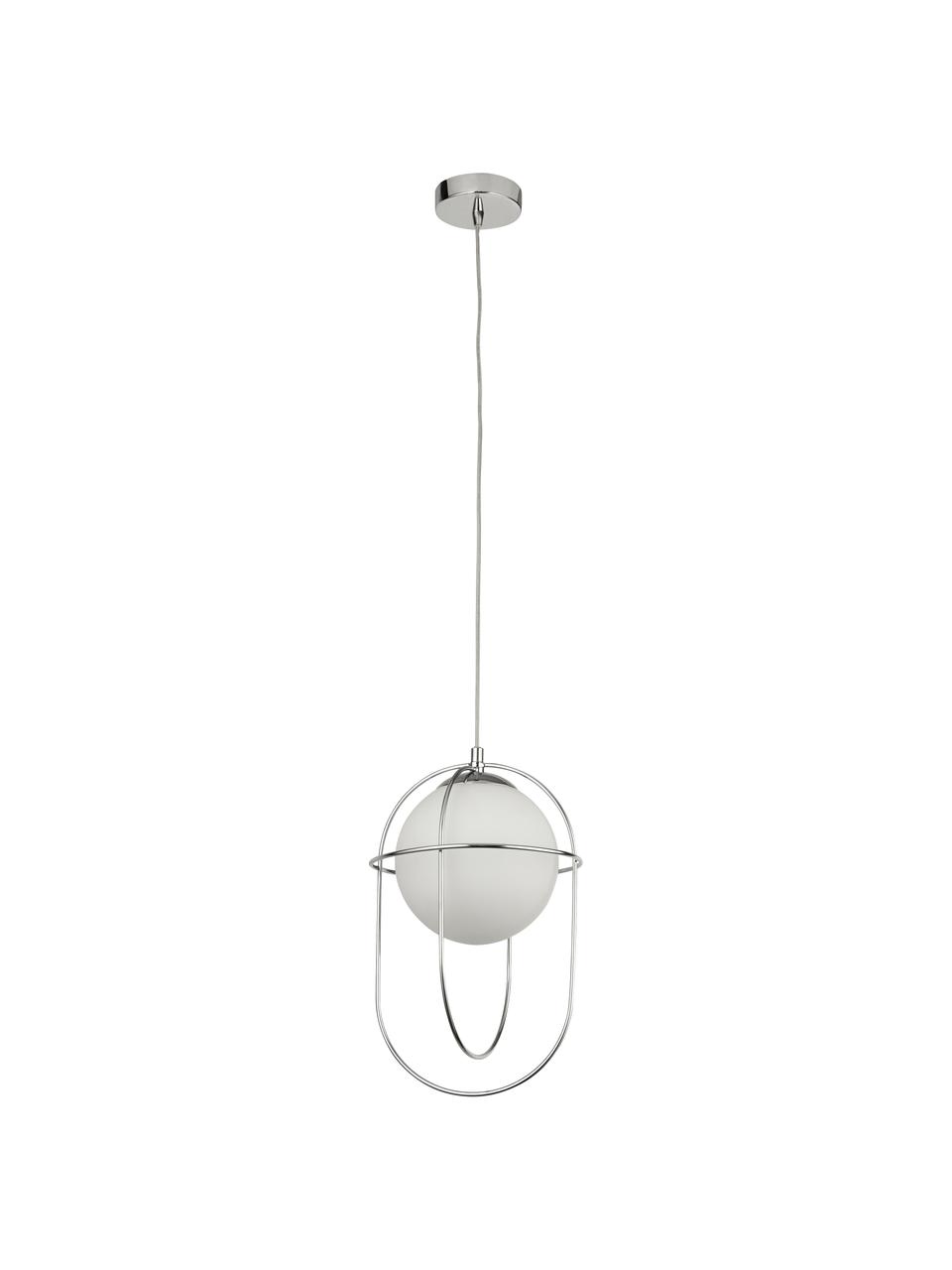 Lámpara de techo pequeña de vidrio opalino Axis, Pantalla: vidrio, Anclaje: metal, Cable: plástico, Plateado, Ø 23 x Al 37 cm