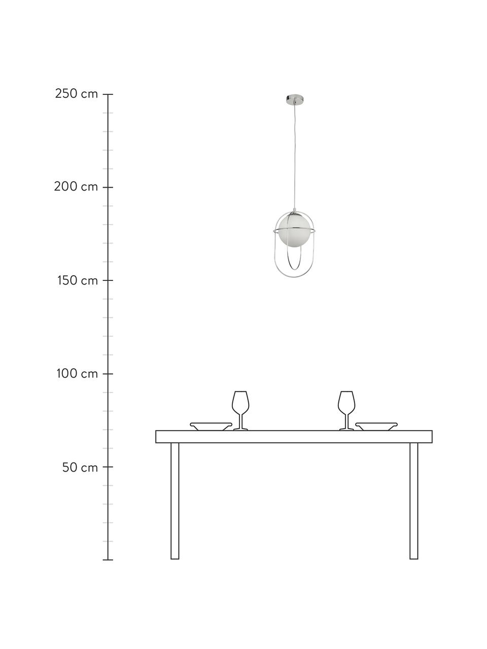 Kleine hanglamp Axis met glazen lampenkap, Lampenkap: glas, Baldakijn: metaal, Zilverkleurig, Ø 23 x H 37 cm