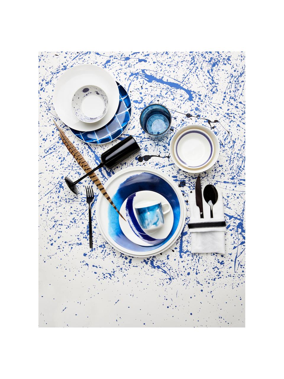 Gemusterte Porzellan-Brotteller Pacific, 6er-Set, Porzellan, Weiss, Blau, Ø 16 cm