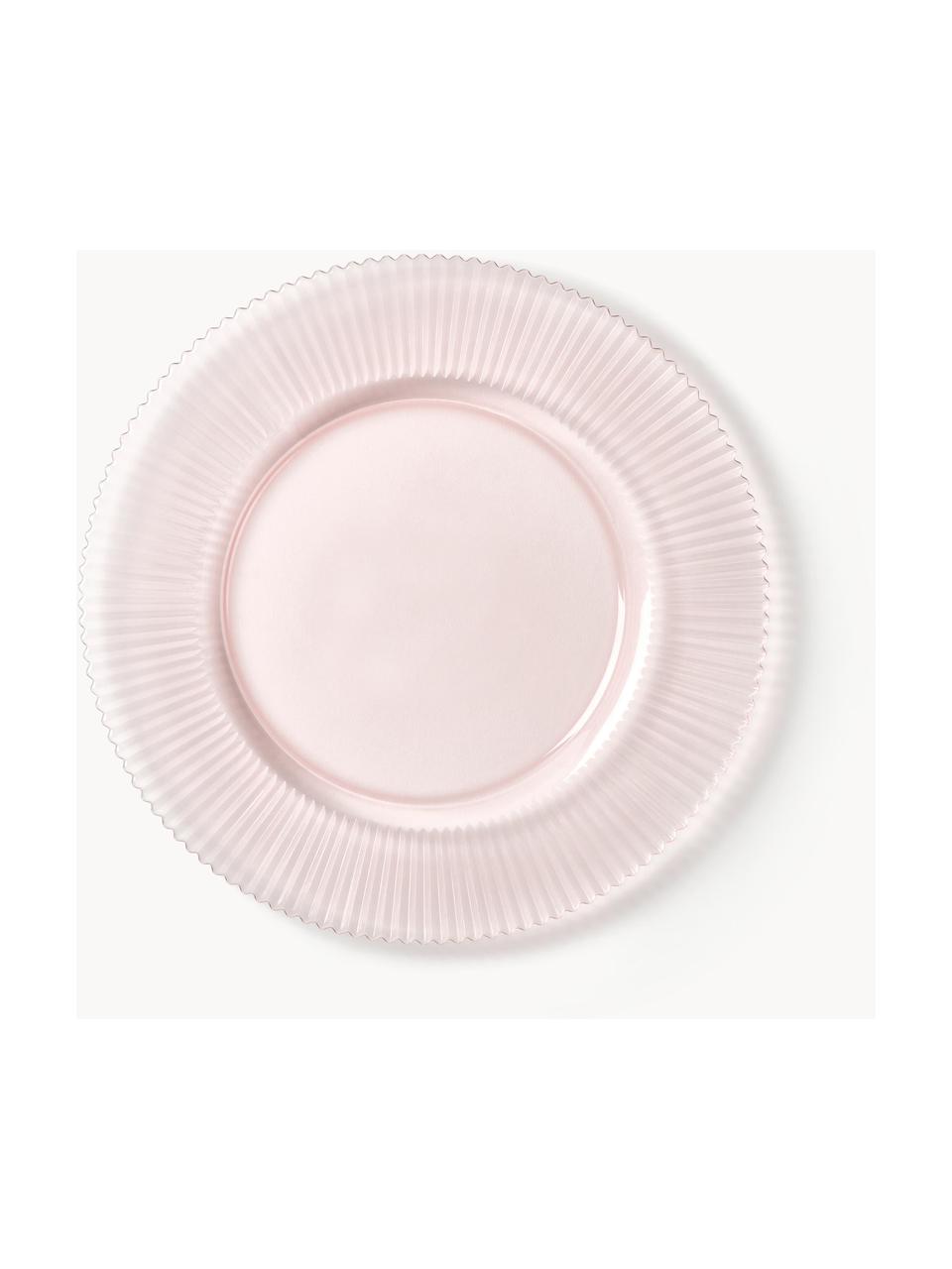 Dessous-de-plat en verre strié Effie, 2 pièces, Verre, Rose pâle, Ø 33 cm