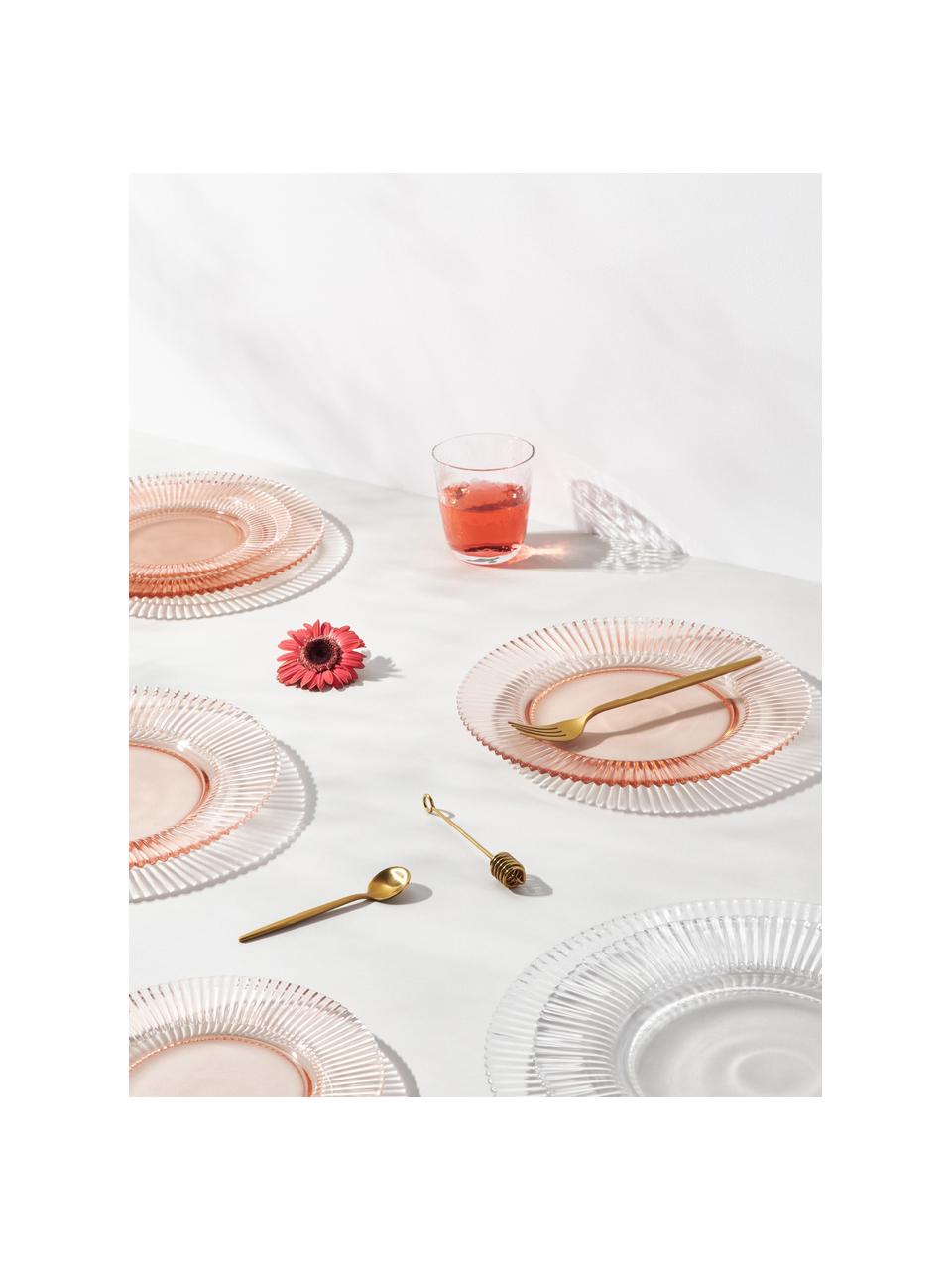 Dessous-de-plat en verre strié Effie, 2 pièces, Verre, Rose pâle, Ø 33 cm