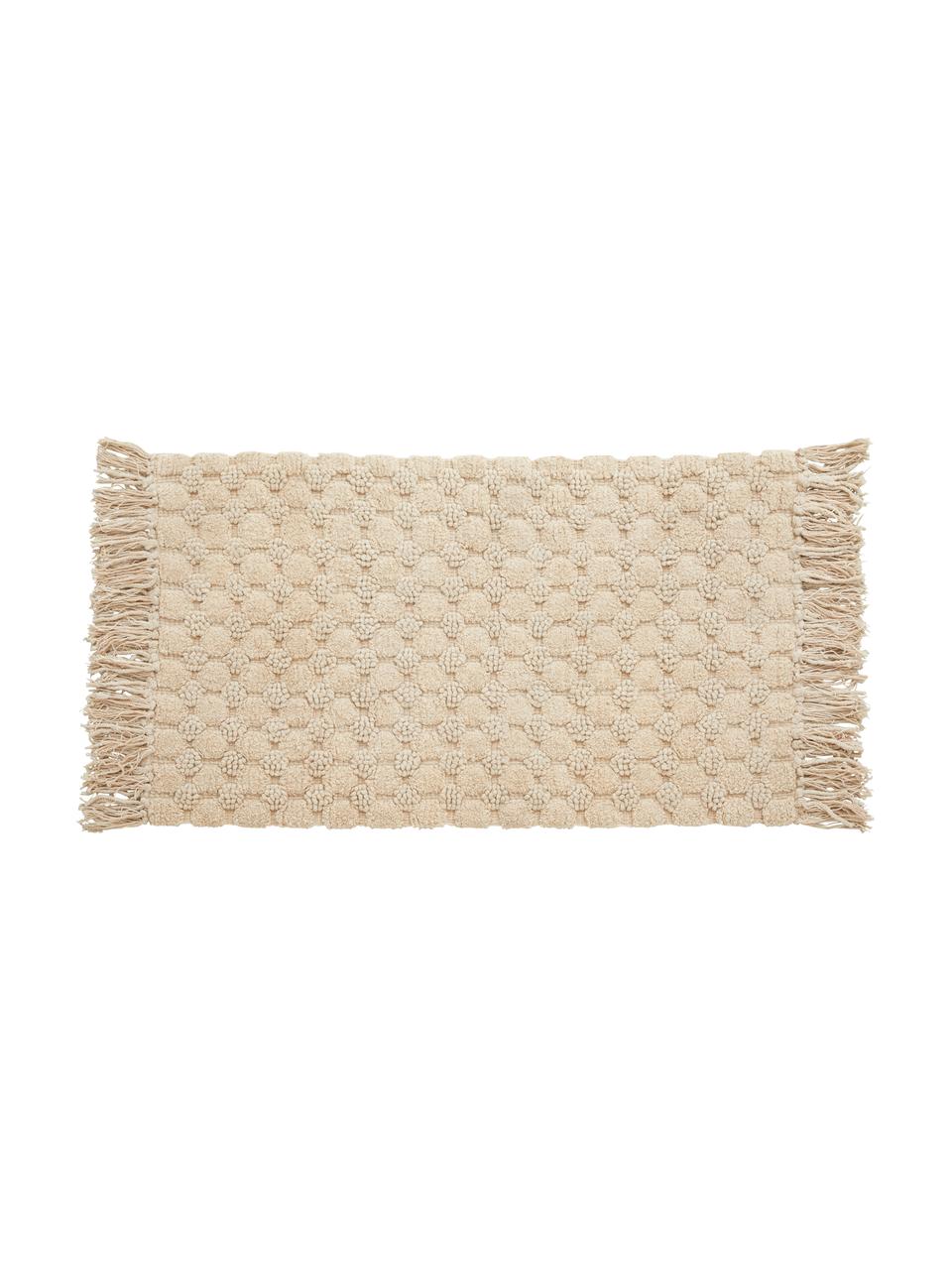 Badmat Luna met franjes, 100% katoen, Grijs, B 60 x L 100 cm