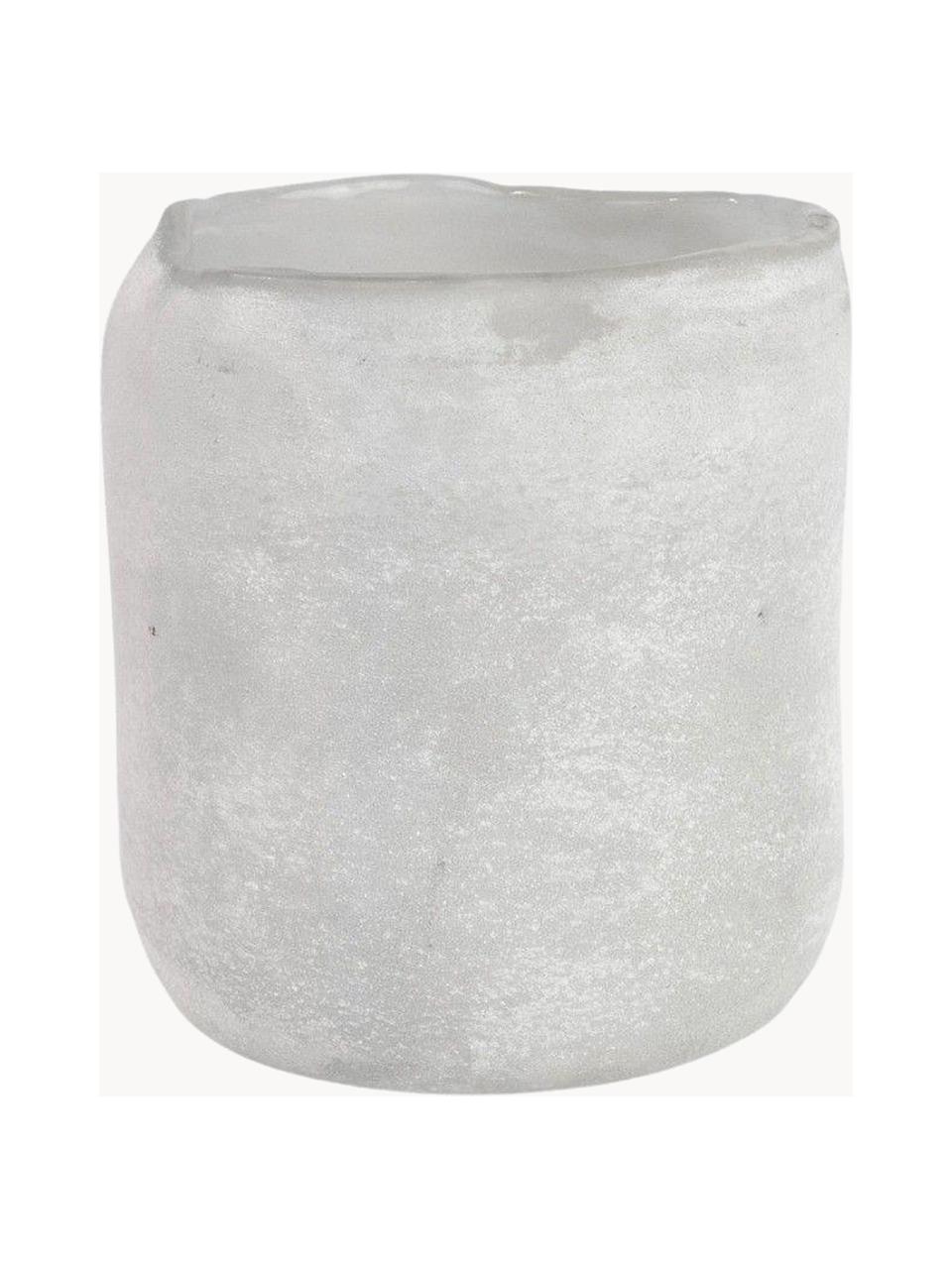 Teelichthalter Halde mit matter Oberfläche, Glas, Hellgrau, Weiss, Ø 11 x H 12 cm