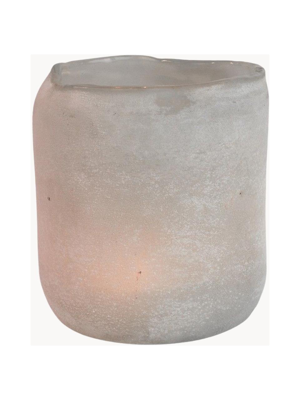 Ručně vyrobený svícen na čajovou svíčku s matným povrchem Halde, Sklo, Světle šedá, bílá, Ø 11 cm, V 12 cm