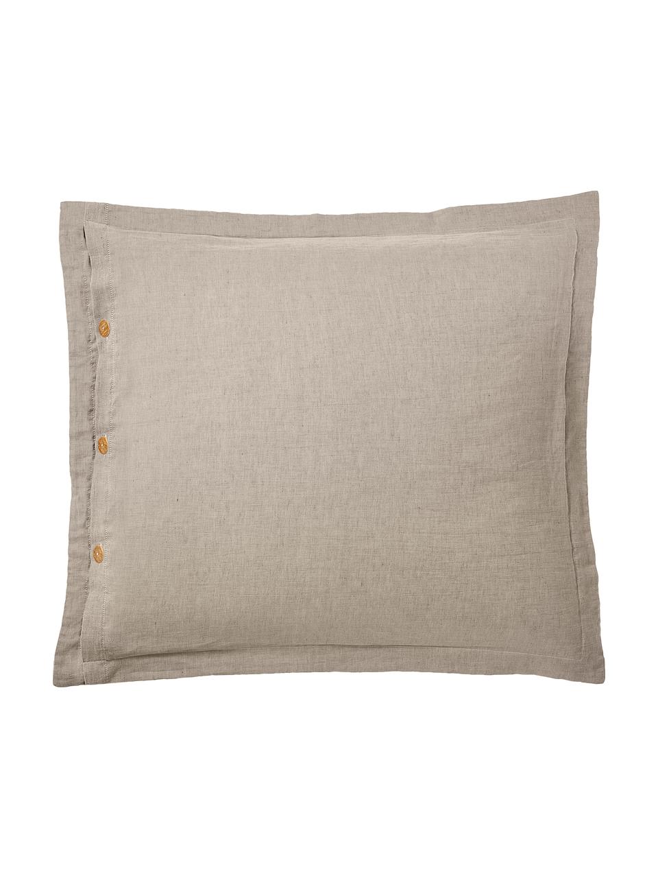 Poszewka na poduszkę z bawełny i lnu Amita, Taupe, S 70 x D 80 cm