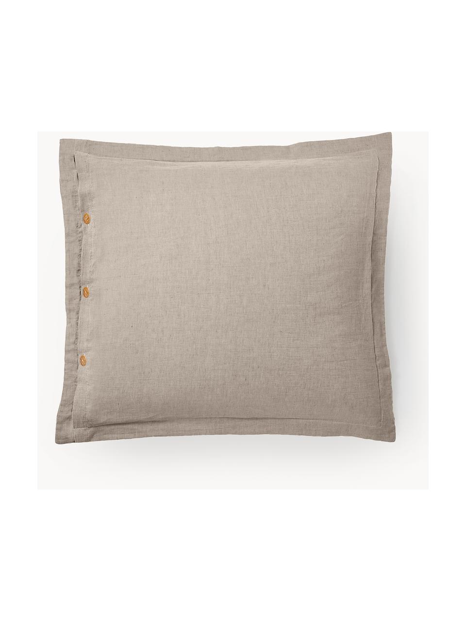Poszewka na poduszkę z bawełny i lnu Amita, Taupe, S 70 x D 80 cm