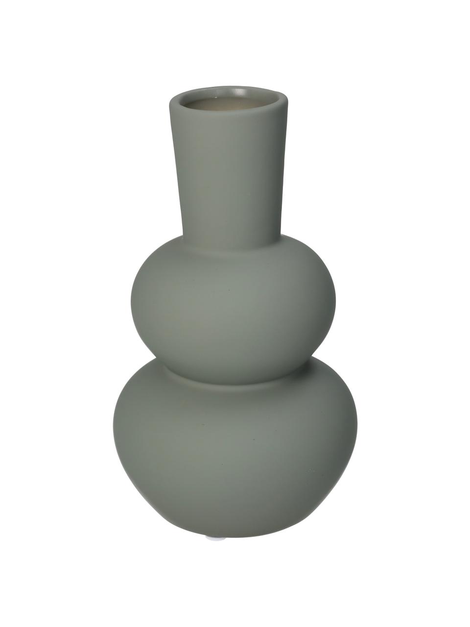 Vaso di design in gres Eathan, Gres, Grigio verde, Ø 11 x Alt. 20 cm