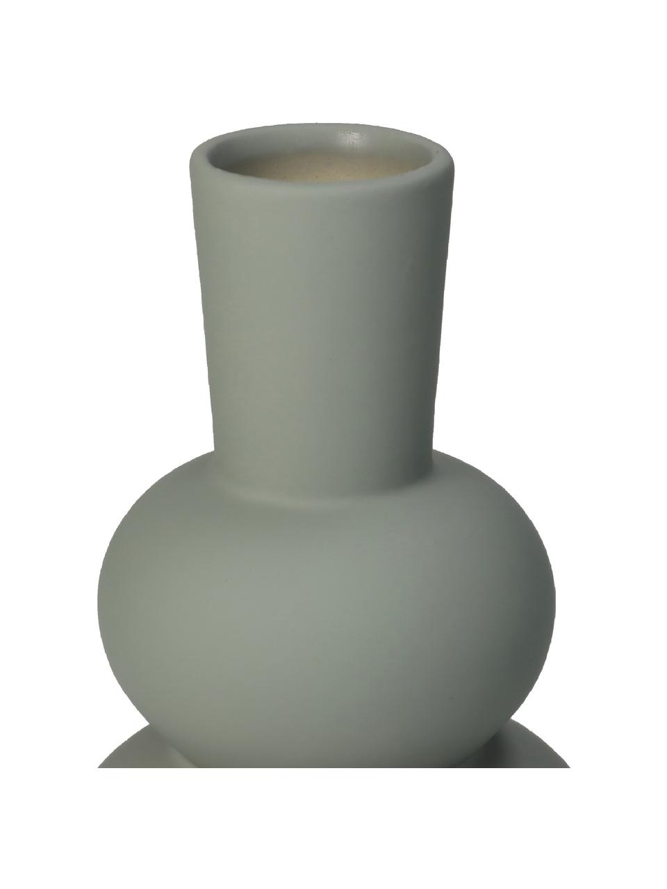 Vaso moderno in gres color verde-grigio Eathan, Gres, Verde-grigio, Ø 11 x Alt. 20 cm