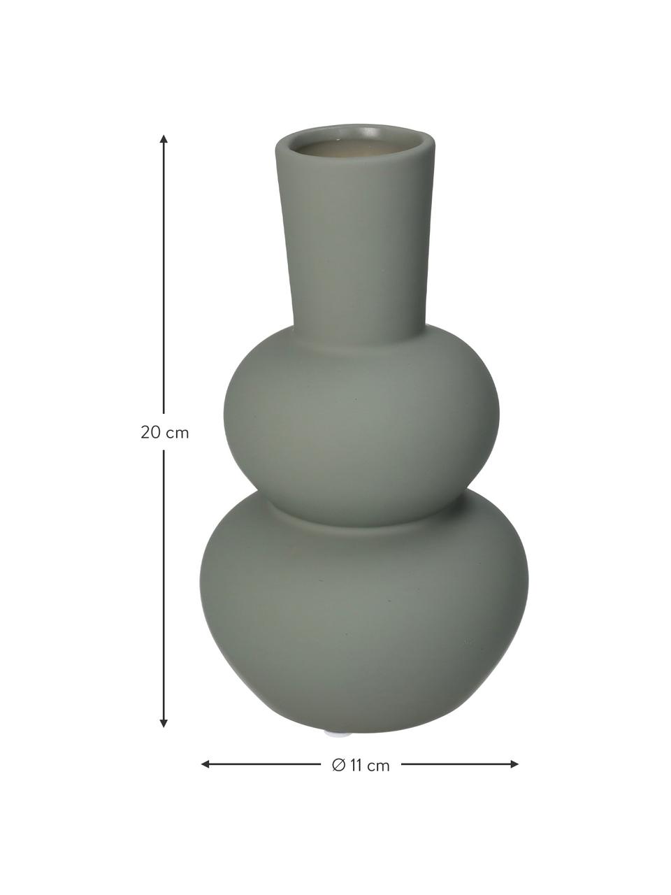 Designová váza Eathan, Kamenina, Zelenošedá, Ø 11 cm, V 20 cm