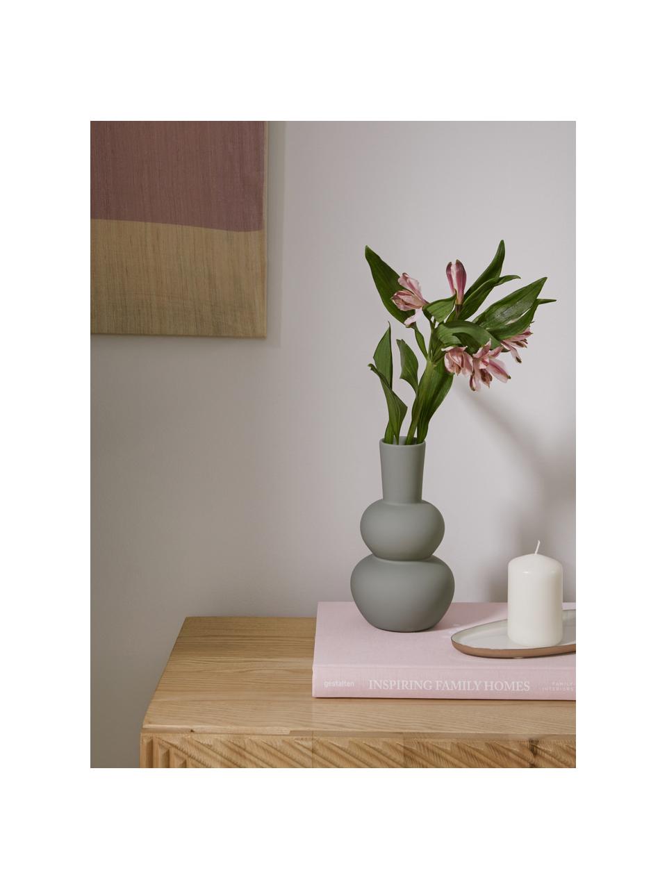 Design-Vase Eathan, Steingut, Grüngrau, Ø 11 x H 20 cm