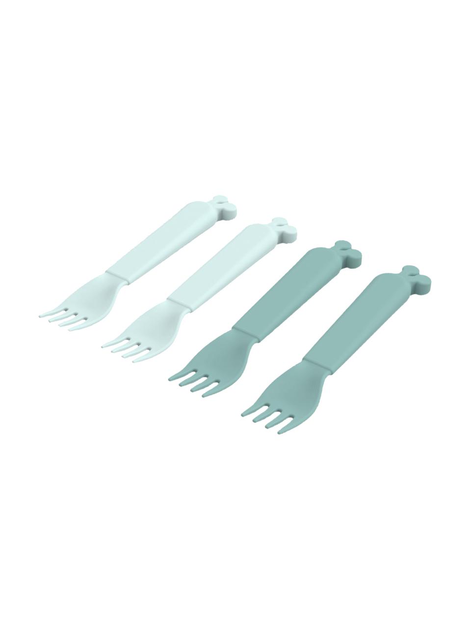 Fourchettes pour enfants Kiddish, 4 élém., Plastique, Bleu ciel, bleu pétrole, long. 13 cm
