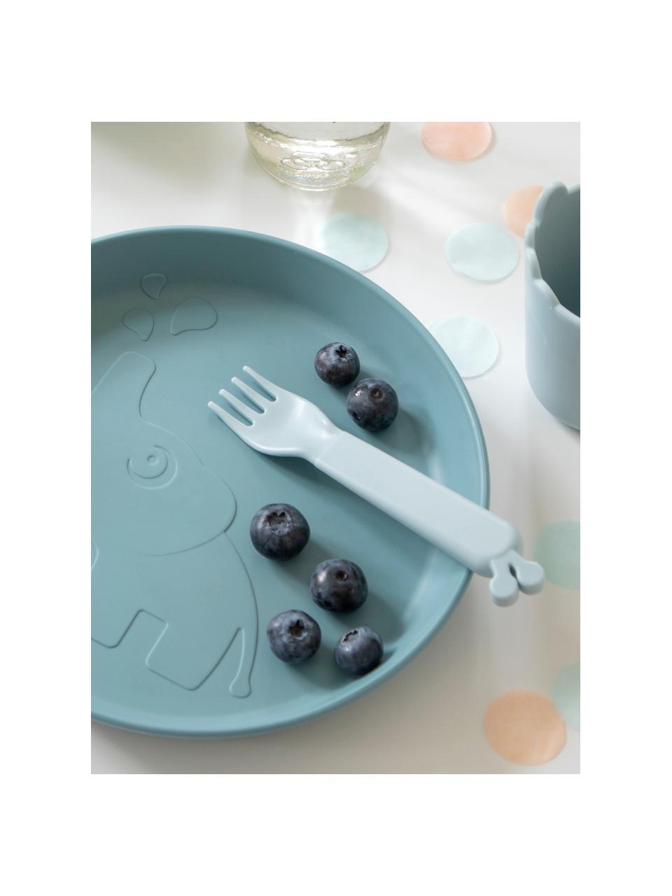 Gabel-Set Kiddish, 4er-Set, Kunststoff, Hellblau, Petrol, L 13 cm