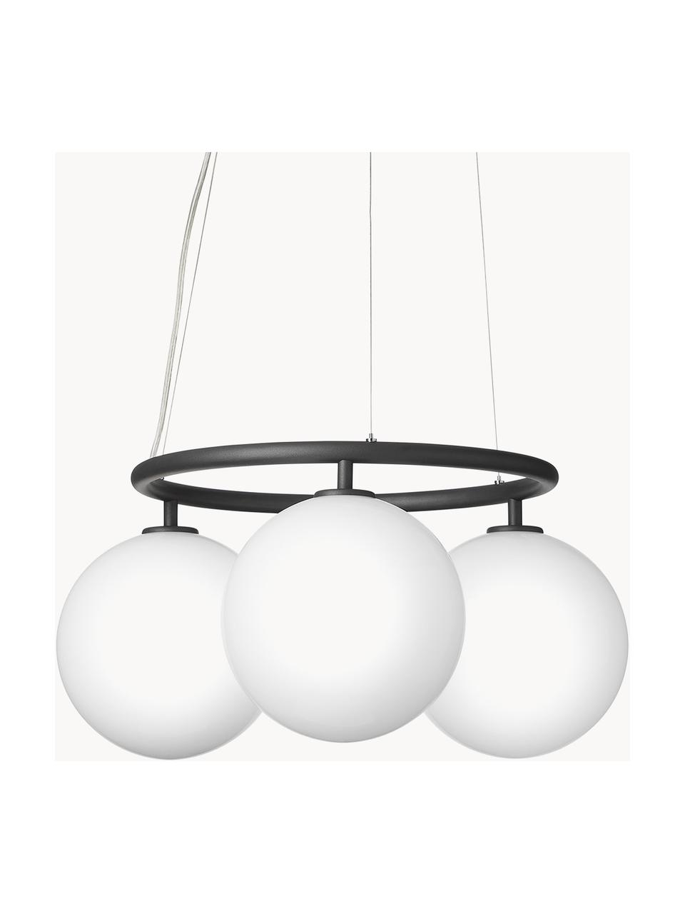 Lámpara de techo de vidrio Miira, Cable: plástico, Gris antracita, blanco, Ø 54 x Al 25 cm