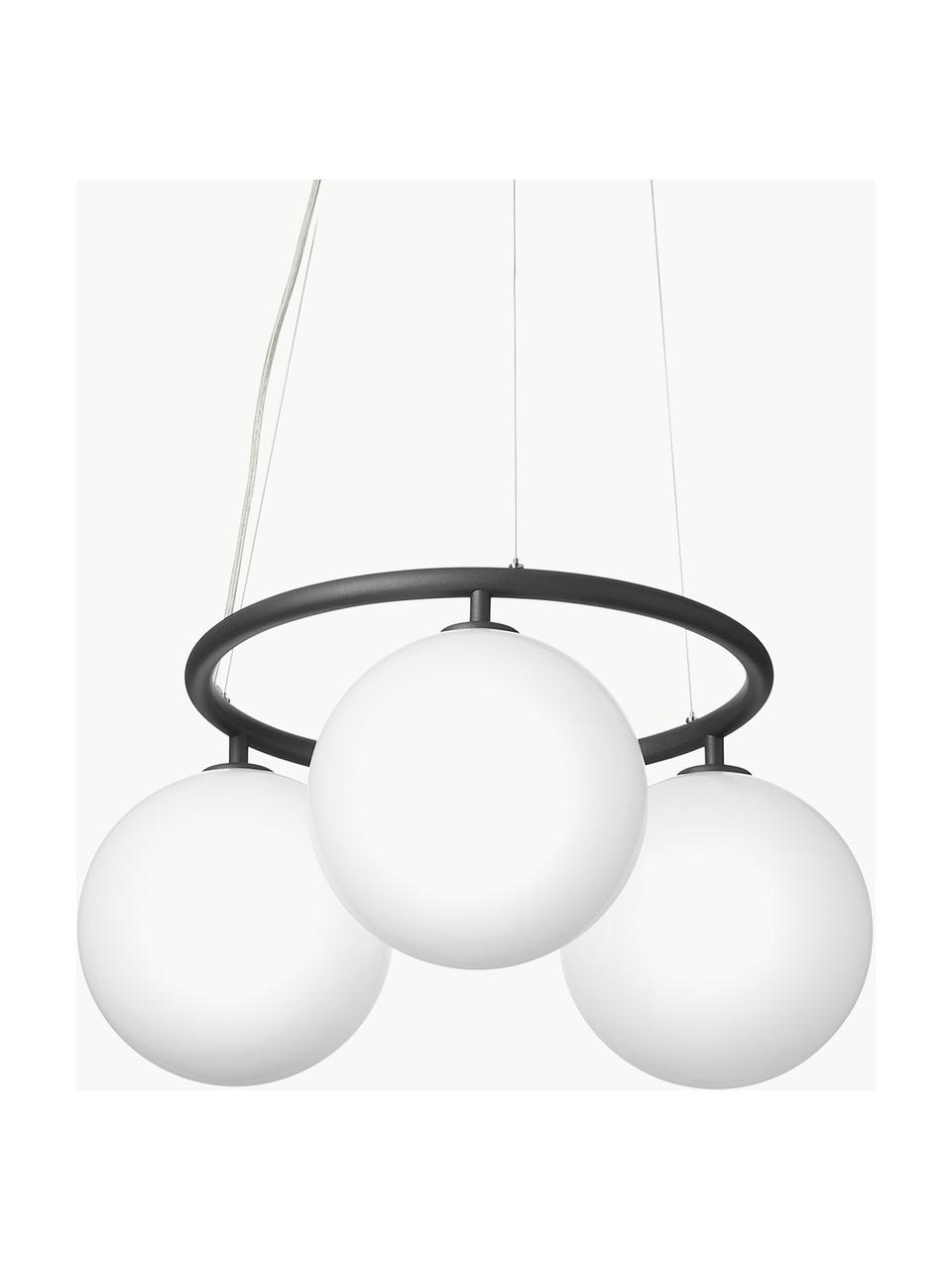 Hanglamp met glazen bollen Miira, Antraciet, wit, Ø 54 x H 25 cm