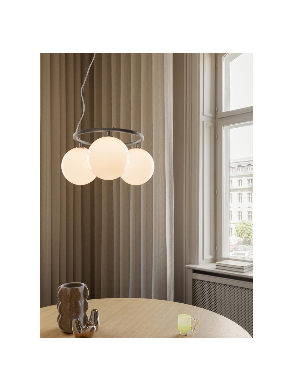 Hanglamp met glazen bollen Miira, Antraciet, wit, Ø 54 x H 25 cm