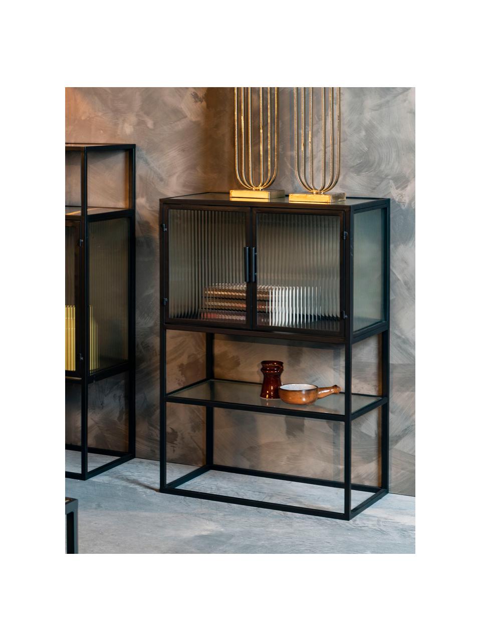 Buffet haut en métal Boli, Noir, translucide, larg. 60 x haut. 90 cm