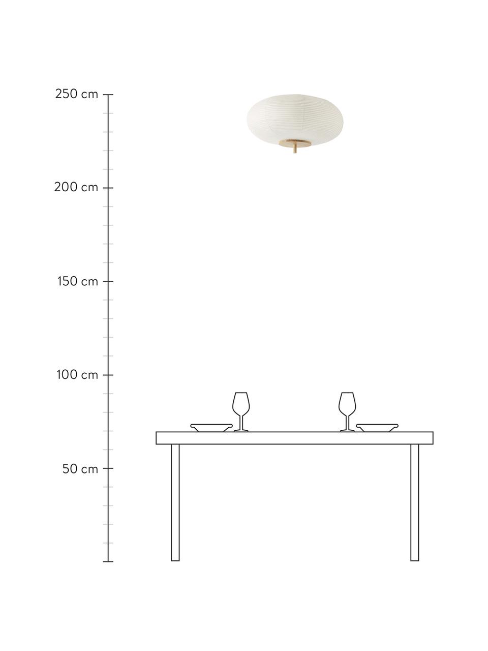 Designové stropní svítidlo z rýžového papíru Misaki, Bílá, světlé dřevo, Ø 52 cm, V 30 cm