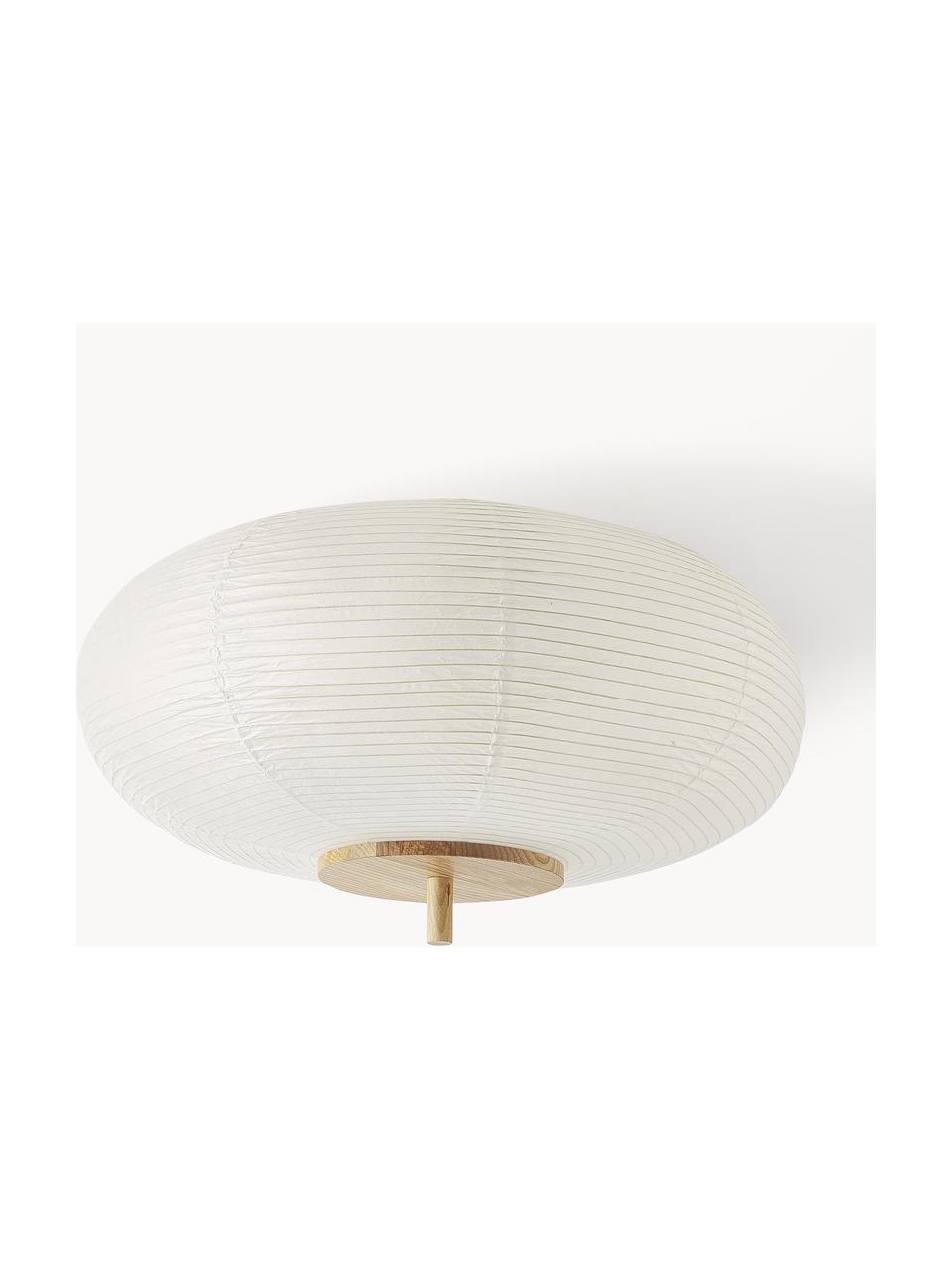 Lampa sufitowa z papieru ryżowego Misaki, Biały, jasne drewno naturalne, Ø 52 x W 30 cm