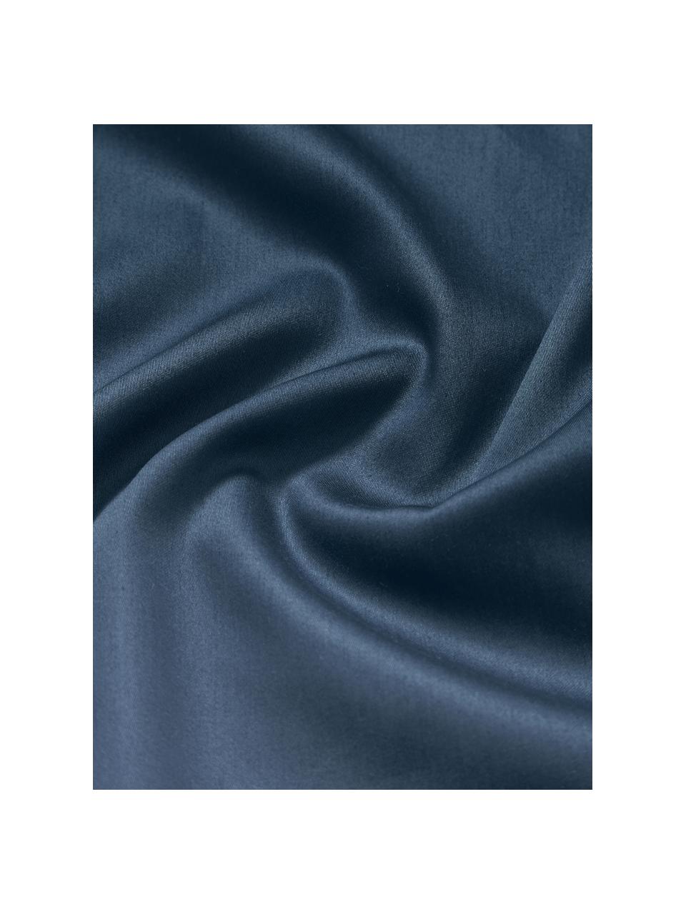 Copripiumino in raso di cotone con motivo cicogna Yuma, Blu scuro, Larg. 200 x Lung. 200 cm