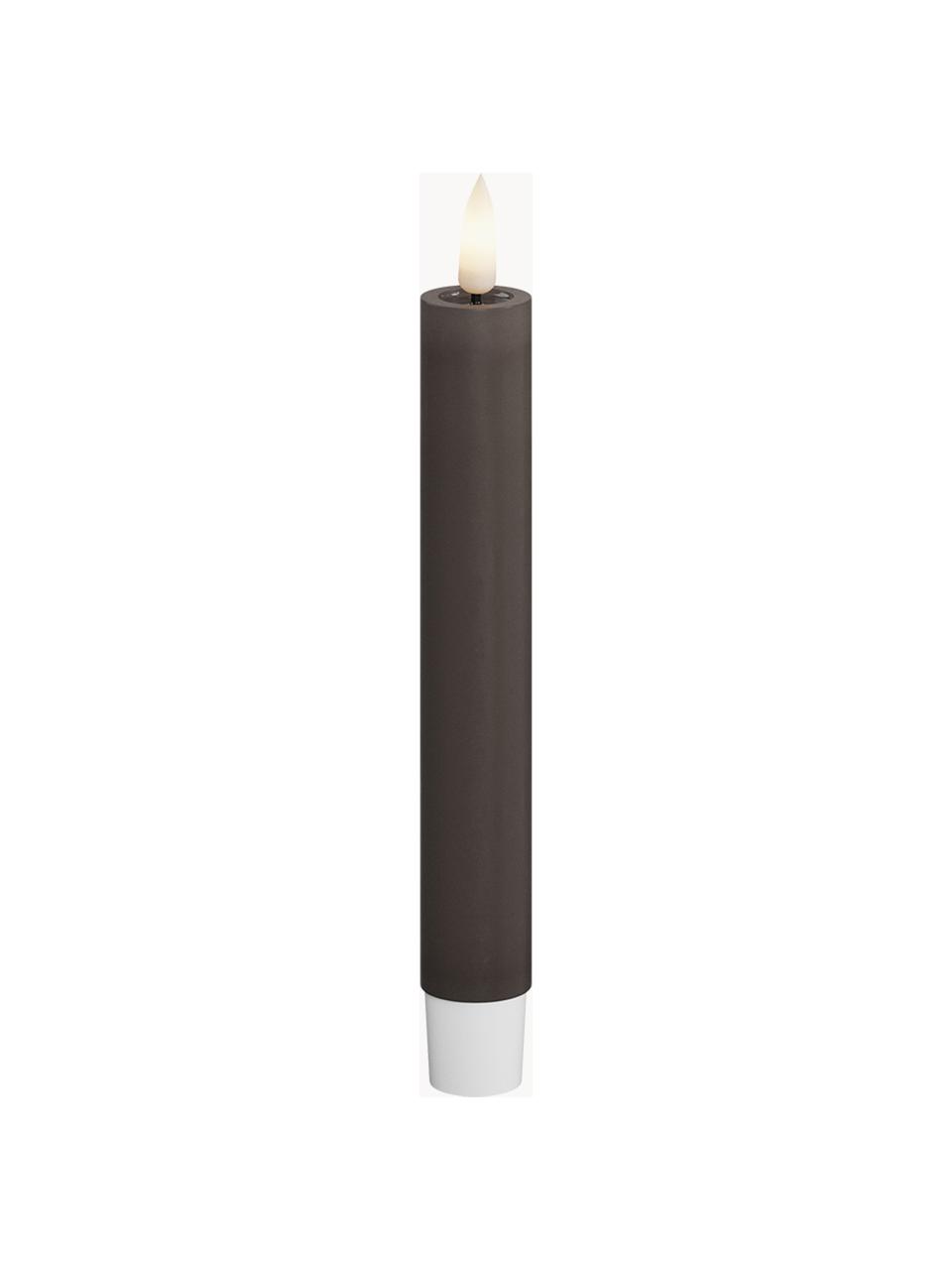 Handgefertigte LED-Stabkerzen Real Flame, H 15 cm, 2 Stück, Kunststoff, Wachs mit Harzoberfläche, Taupe, H 15 cm