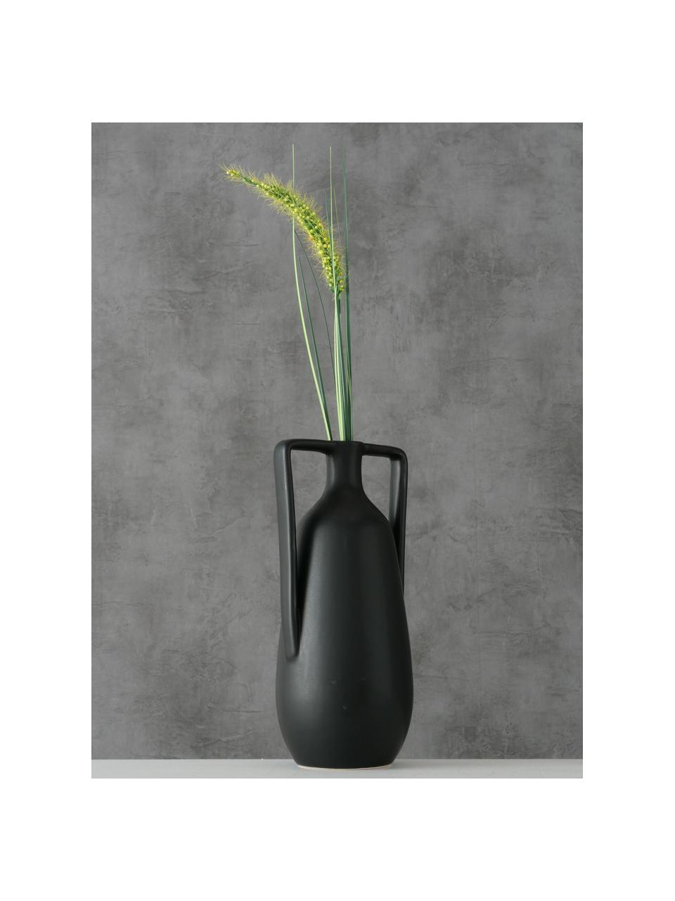 Ručne vyrobená váza z kameniny Melax, Kamenina, Čierna, Š 11 x V 20 cm