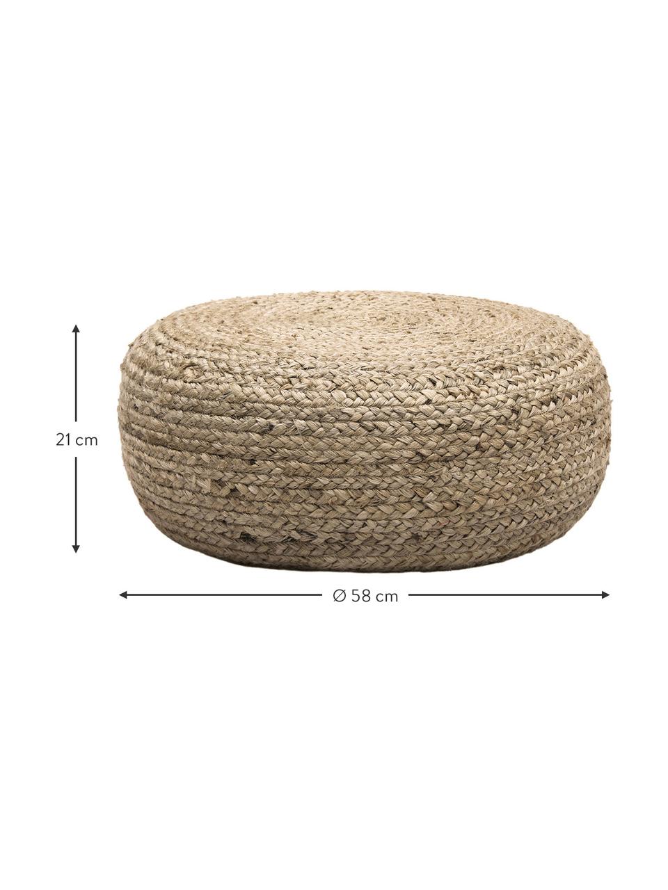 Ręcznie wykonany puf z juty Bono, Tapicerka: juta, Beżowy, Ø 58 x W 21 cm