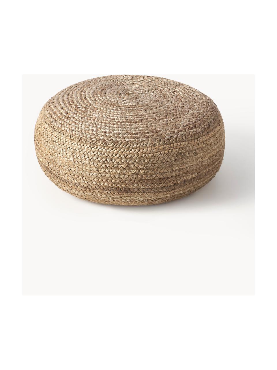 Handgefertigter Pouf Bono aus Jute, Bezug: Jute, Beige, Ø 58 cm, H 21 cm