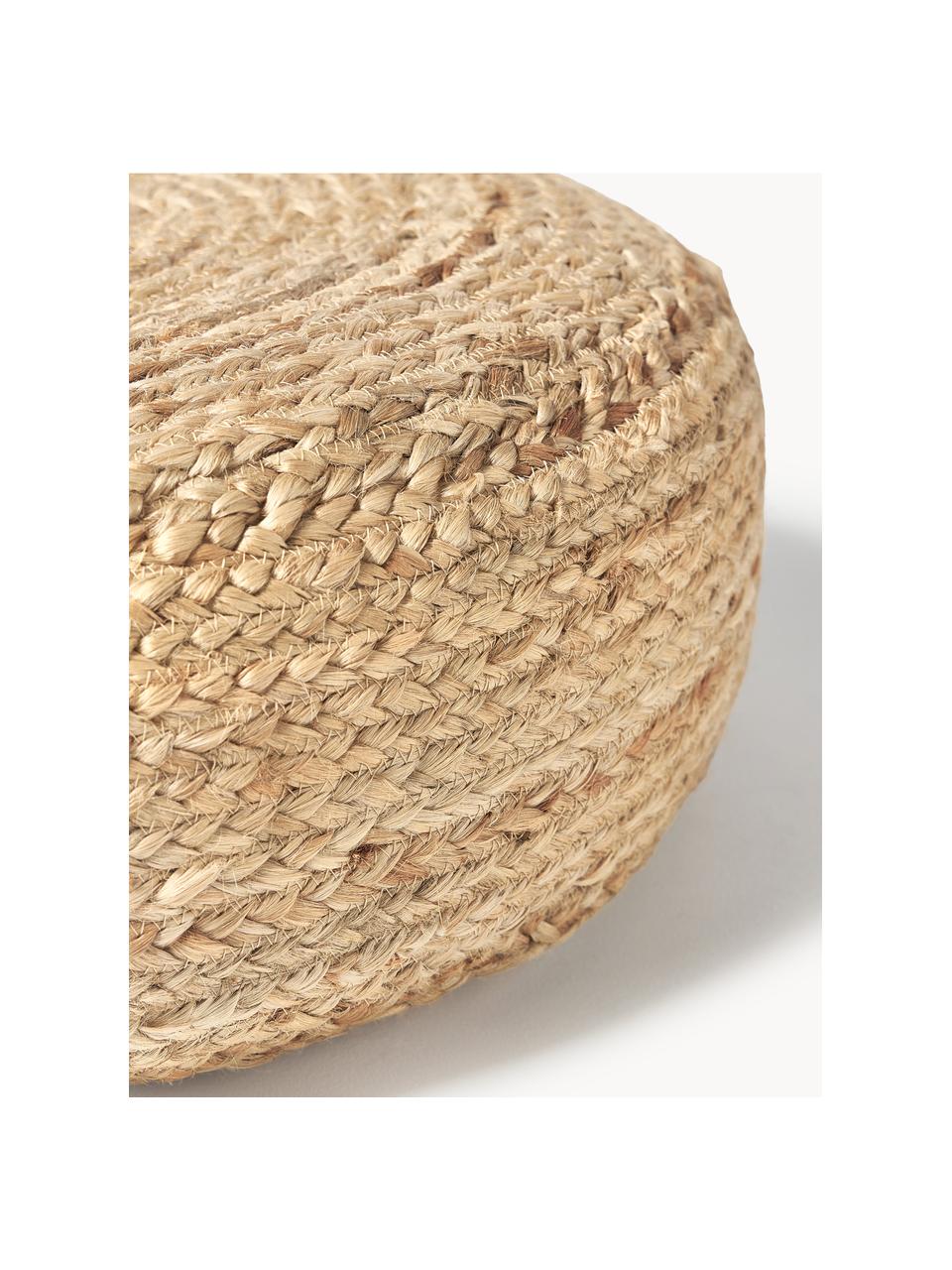 Pouf en jute artisanal Bono, Beige, Ø 58 x haut. 21 cm