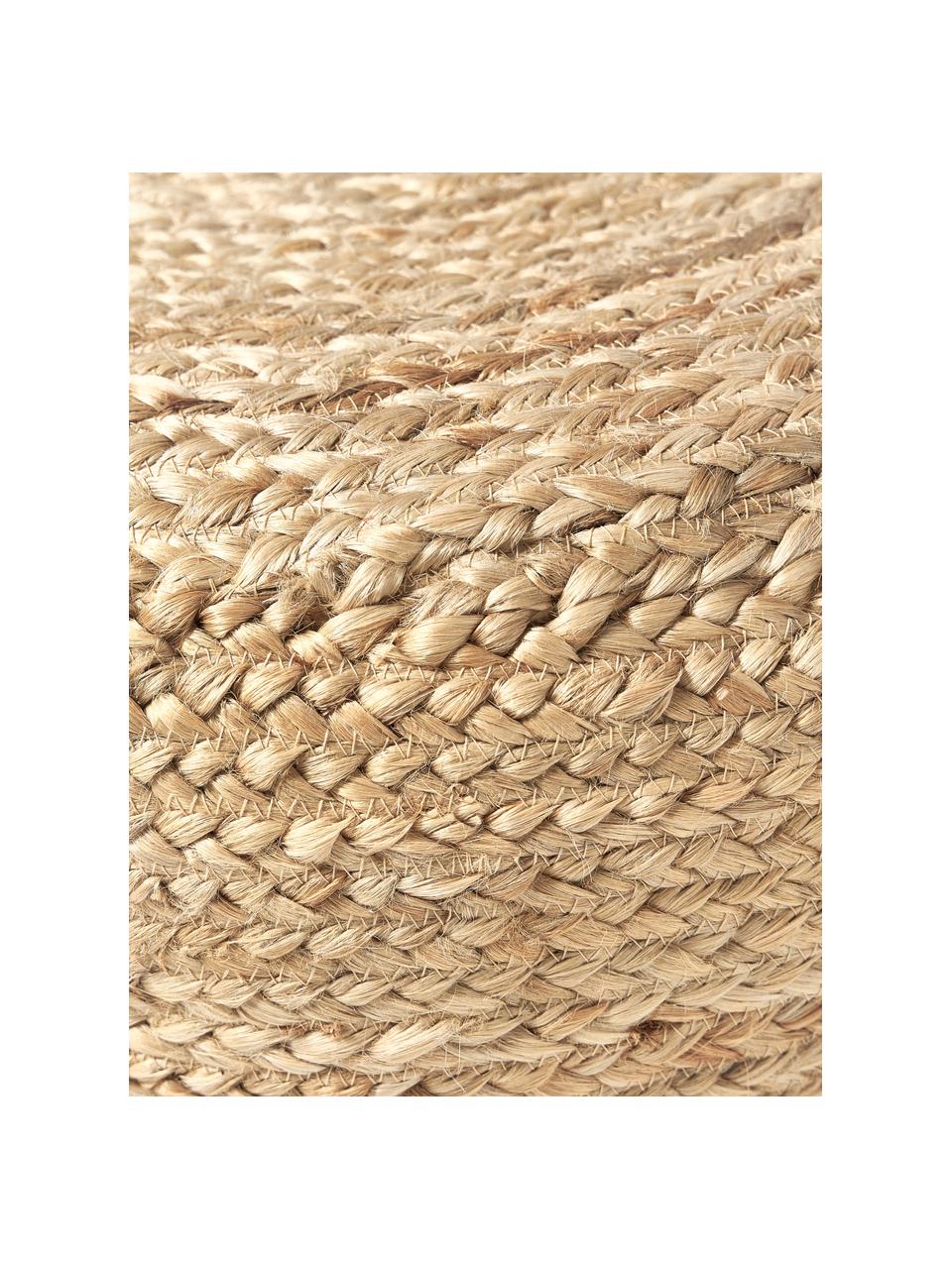 Handgefertigter Pouf Bono aus Jute, Bezug: Jute, Beige, Ø 58 cm, H 21 cm