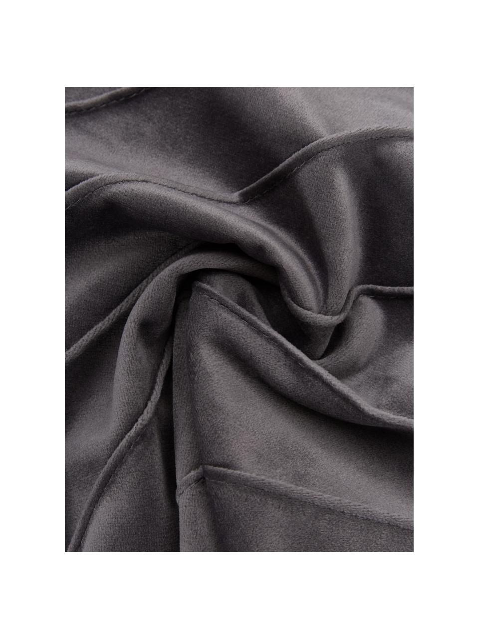 Fluwelen kussenhoes Leyla in donkergrijs met structuurpatroon, Fluweel (100% polyester), Donkergrijs, B 30 x L 50 cm