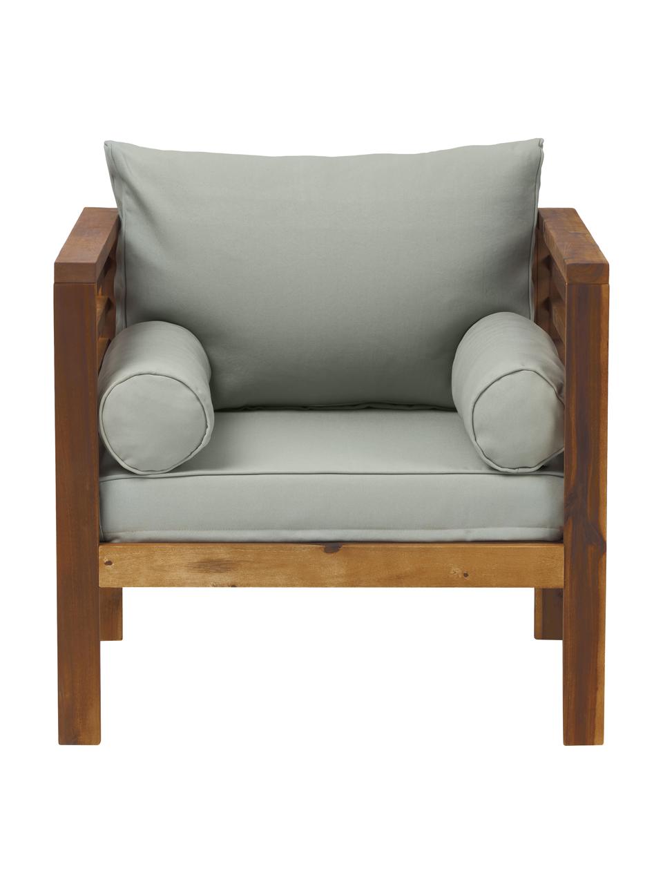 Fauteuil futon de jardin Bo, Gris, bois foncé, larg. 72 x haut. 64 cm