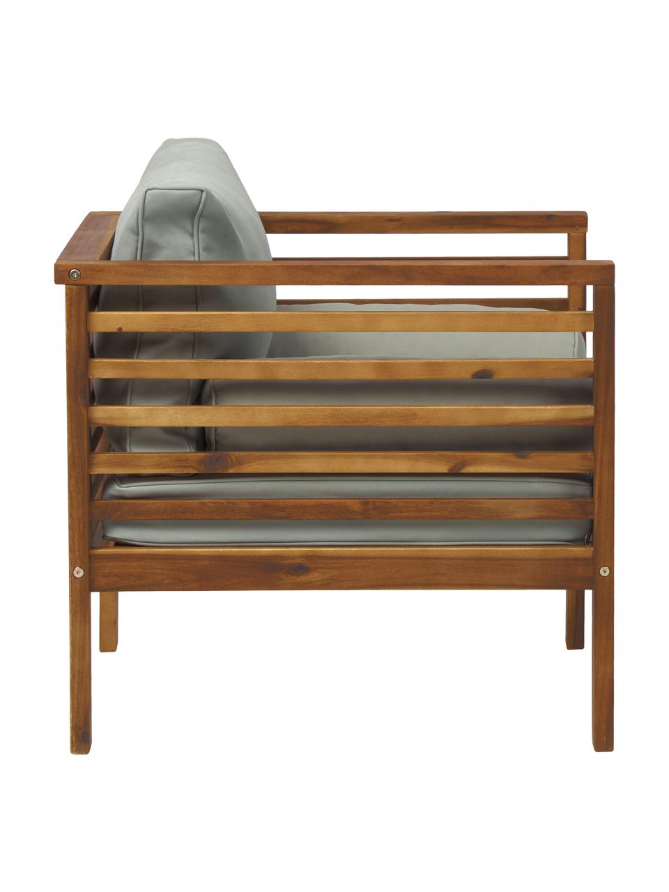 Fauteuil futon de jardin Bo, Gris, bois foncé, larg. 72 x haut. 64 cm