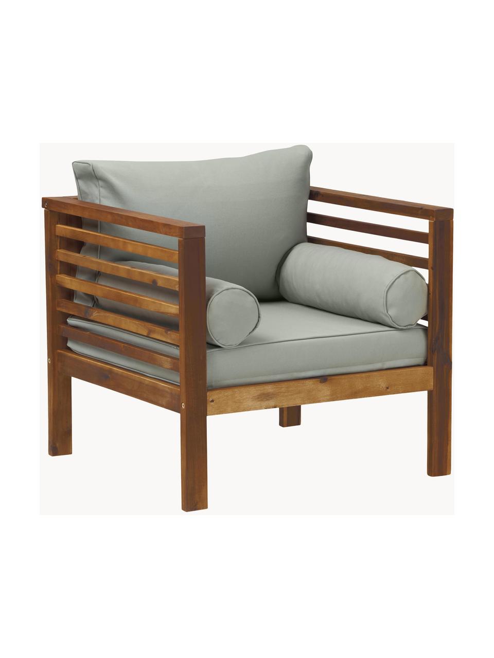 Fauteuil futon de jardin Bo, Gris, bois foncé, larg. 72 x haut. 64 cm