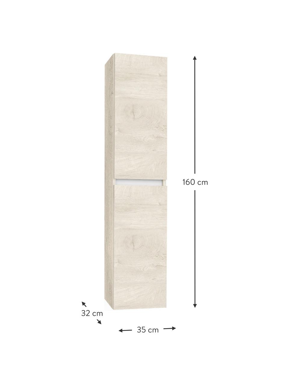 Perth hoge badkamerkast, B 35 cm, Eikenhout optiek, B 35 x H 160 cm