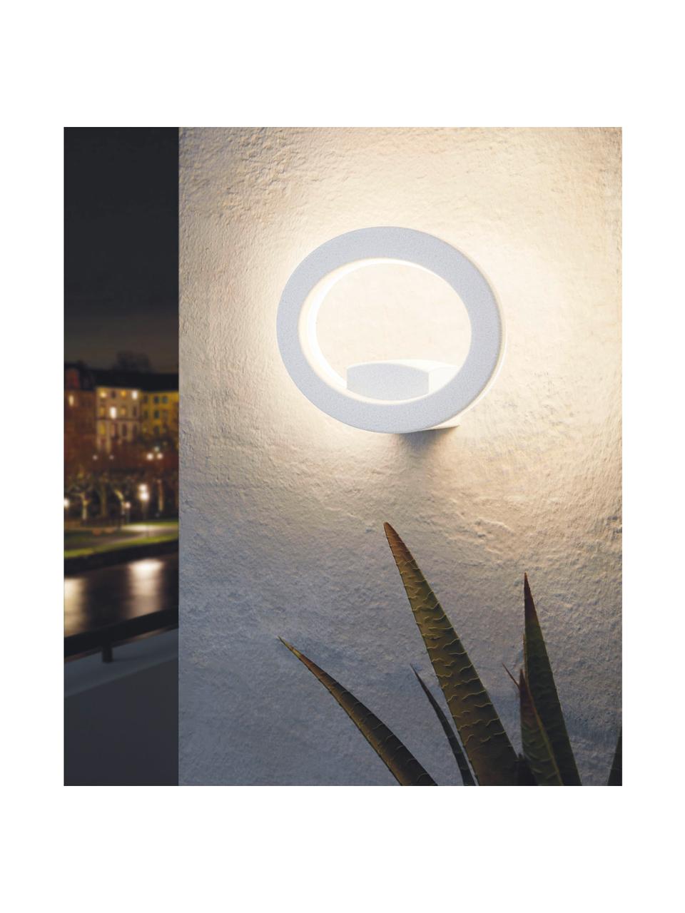 Outdoor LED wandlamp Emollio in wit, Lampenkap: aluminium, Diffuser: kunststof, Wit, 20 x 16 cm