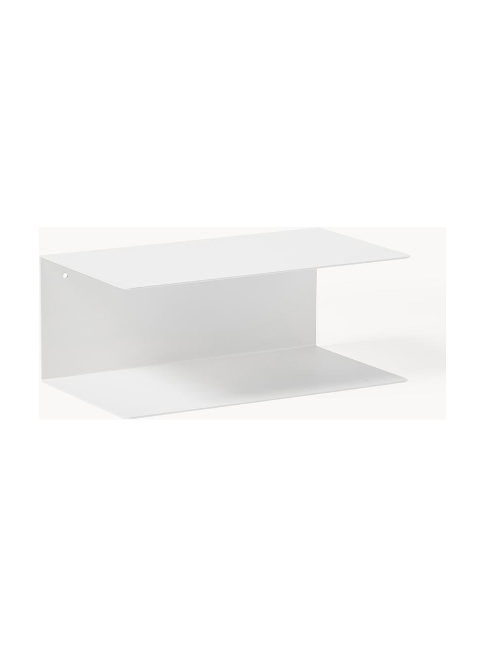 Tables de chevet murales en métal Neptun, 2 pièces, Métal, revêtement par poudre, Blanc, larg. 35 x haut. 14 cm