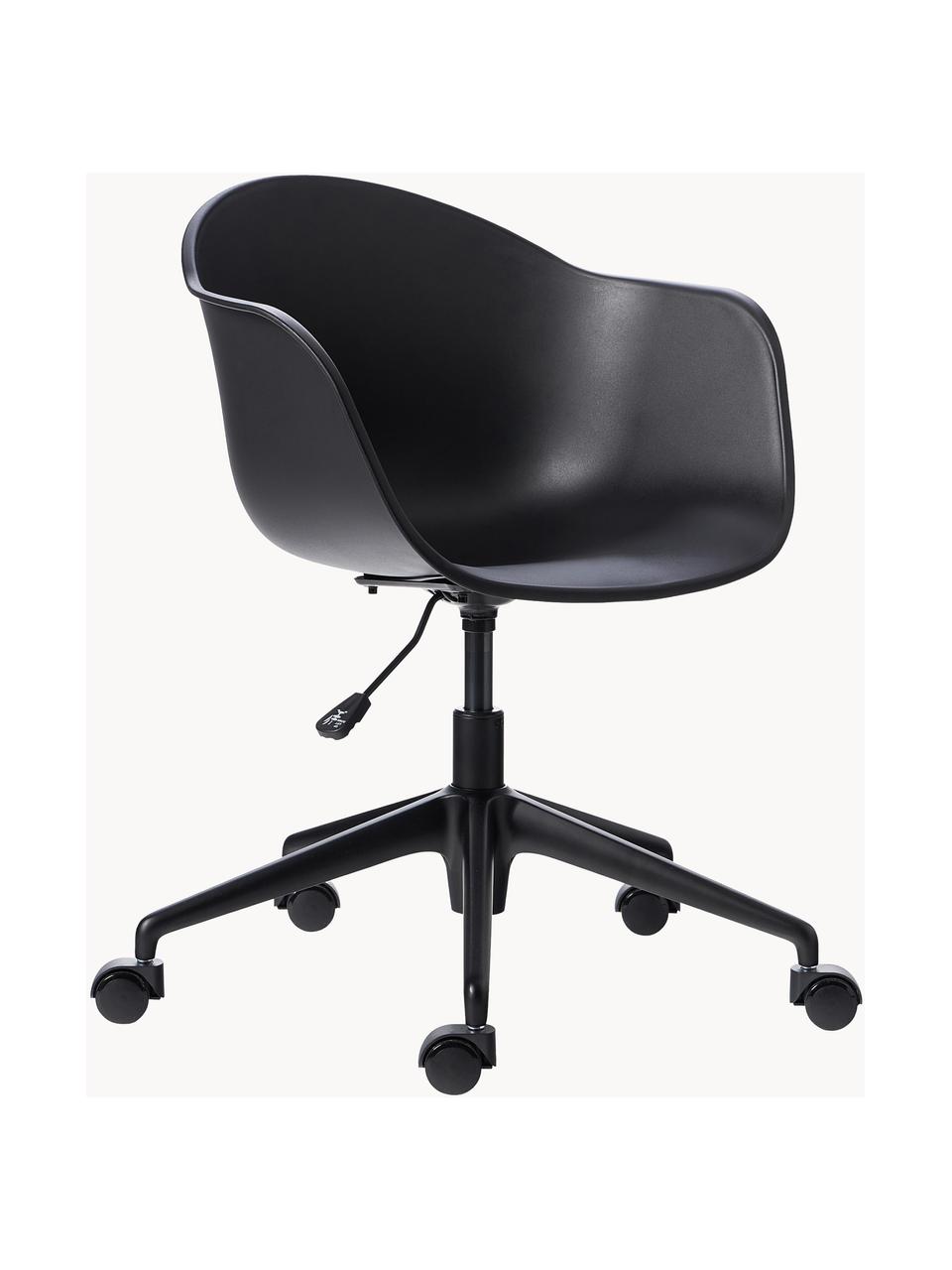 Schreibtischstuhl Claire, Sitzfläche: 65 % Polypropylen, 35 % G, Beine: Metall, pulverbeschichtet, Rollen: Kunststoff, Schwarz, B 66 x T 60 cm