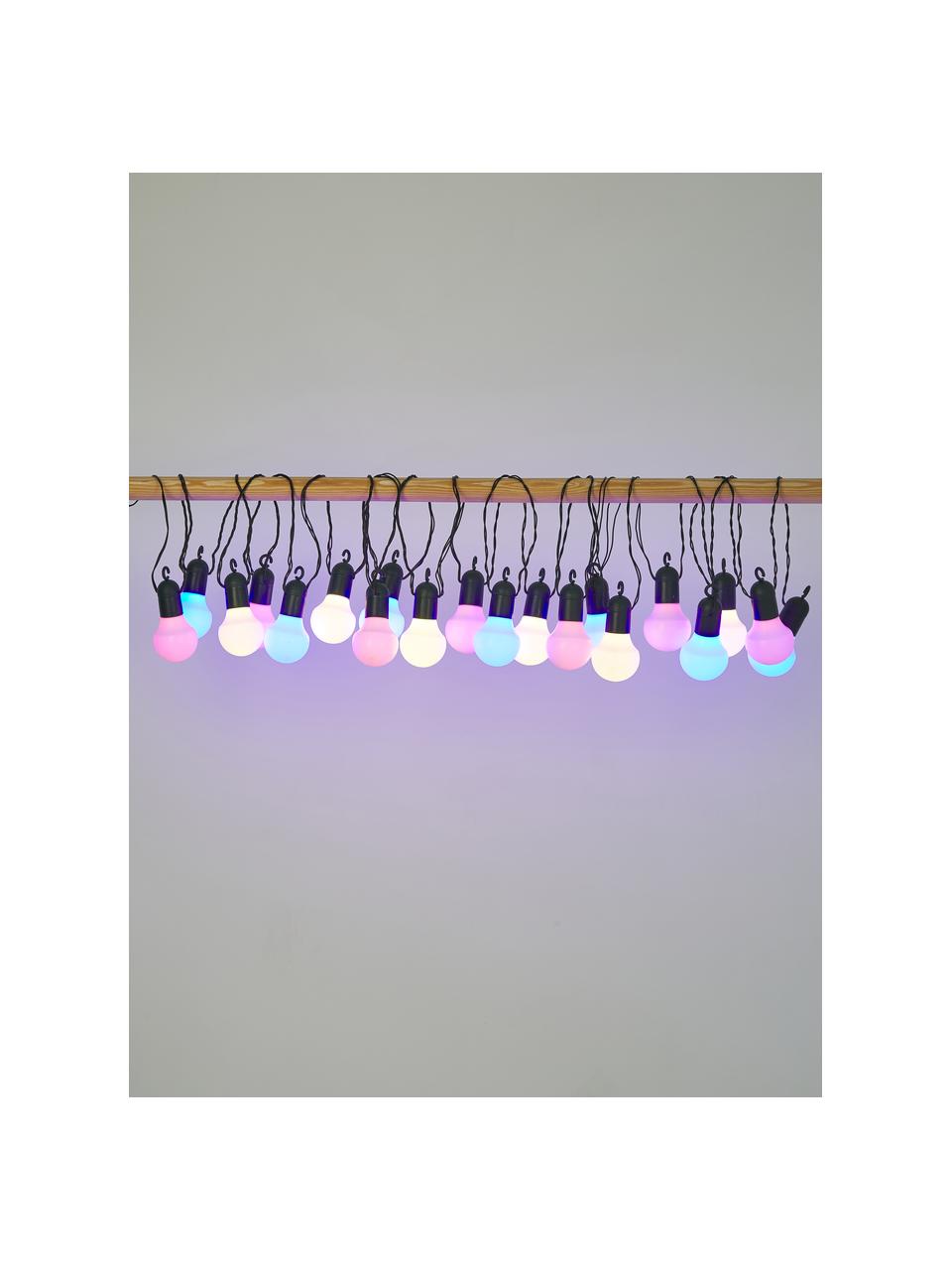 Outdoor LED lichtslinger Hooky, 1070 cm, 20 lampions, Lampions: kunststof, Fitting: kunststof, Zwart, meerkleurig, L 1070 cm