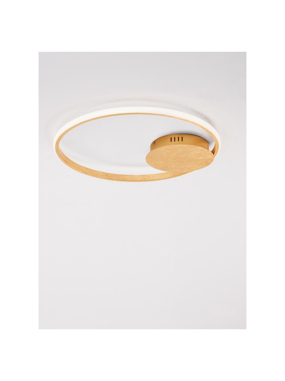 Dimmbare LED-Deckenleuchte Fuline in Gold, Lampenschirm: Metall, Baldachin: Metall, Diffusorscheibe: Acryl, Gold Leaf, Ø 50 x H 5 cm