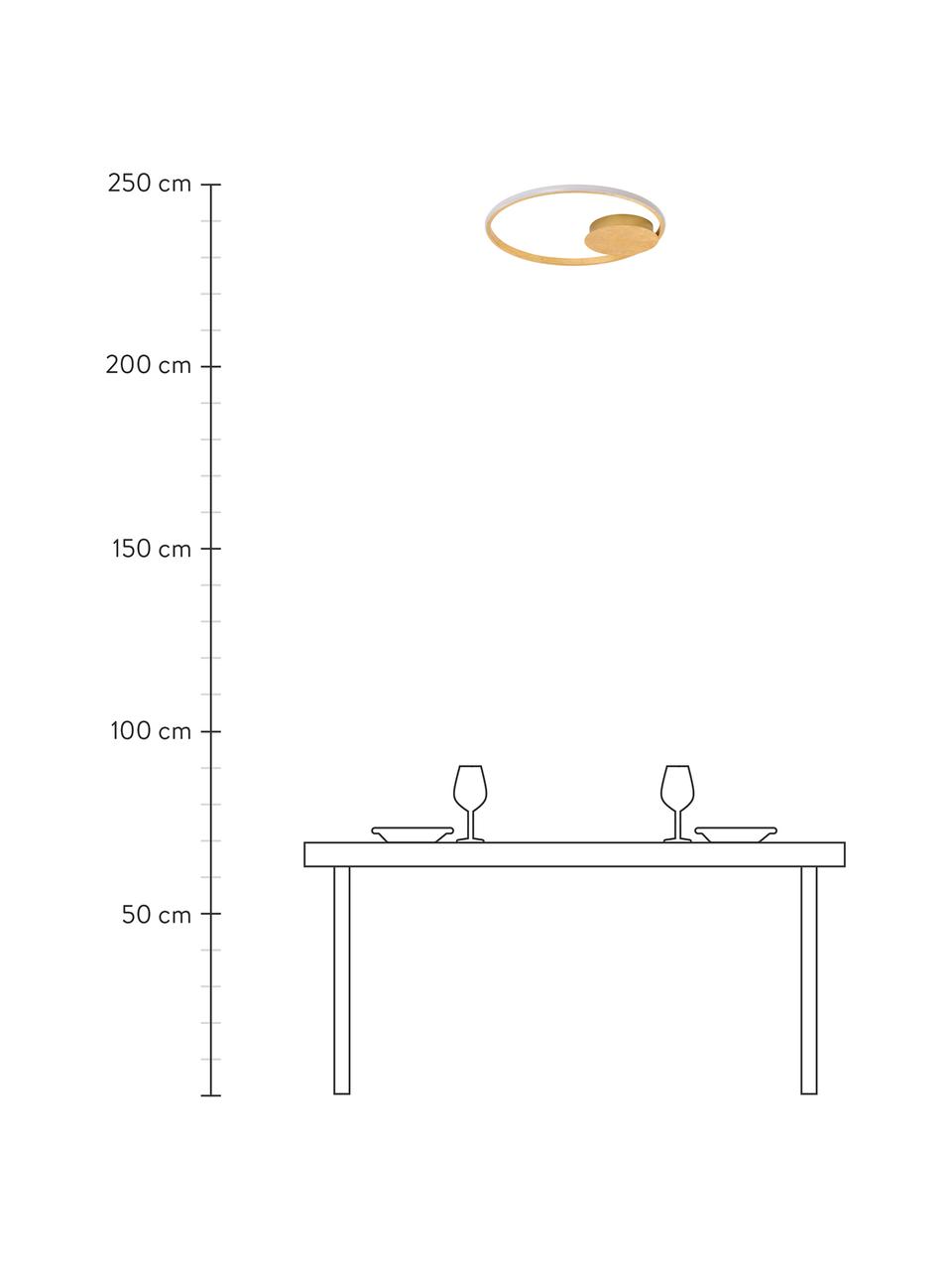 Dimbare LED plafondlamp Fuline in goudkleur, Lampenkap: metaal, Baldakijn: metaal, Diffuser: acryl, Goudkleurig, Ø 50 x H 5 cm