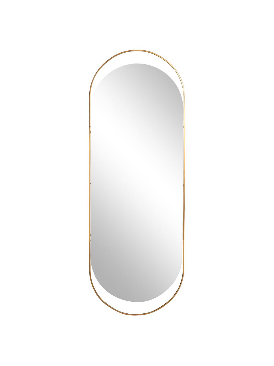 Specchio ovale da parete con cornice dorata Sanou, Cornice: metallo rivestito, Superficie dello specchio: lastra di vetro, Dorato, Larg. 60 x Alt. 168 cm