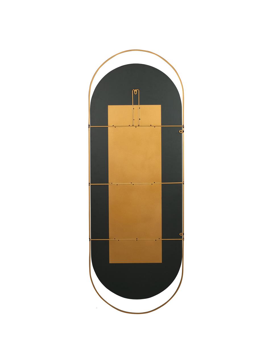 Ovaler Wandspiegel Sanou mit goldfarbenem Rahmen, Rahmen: Metall, beschichtet, Spiegelfläche: Spiegelglas, Goldfarben, B 60 x H 168 cm