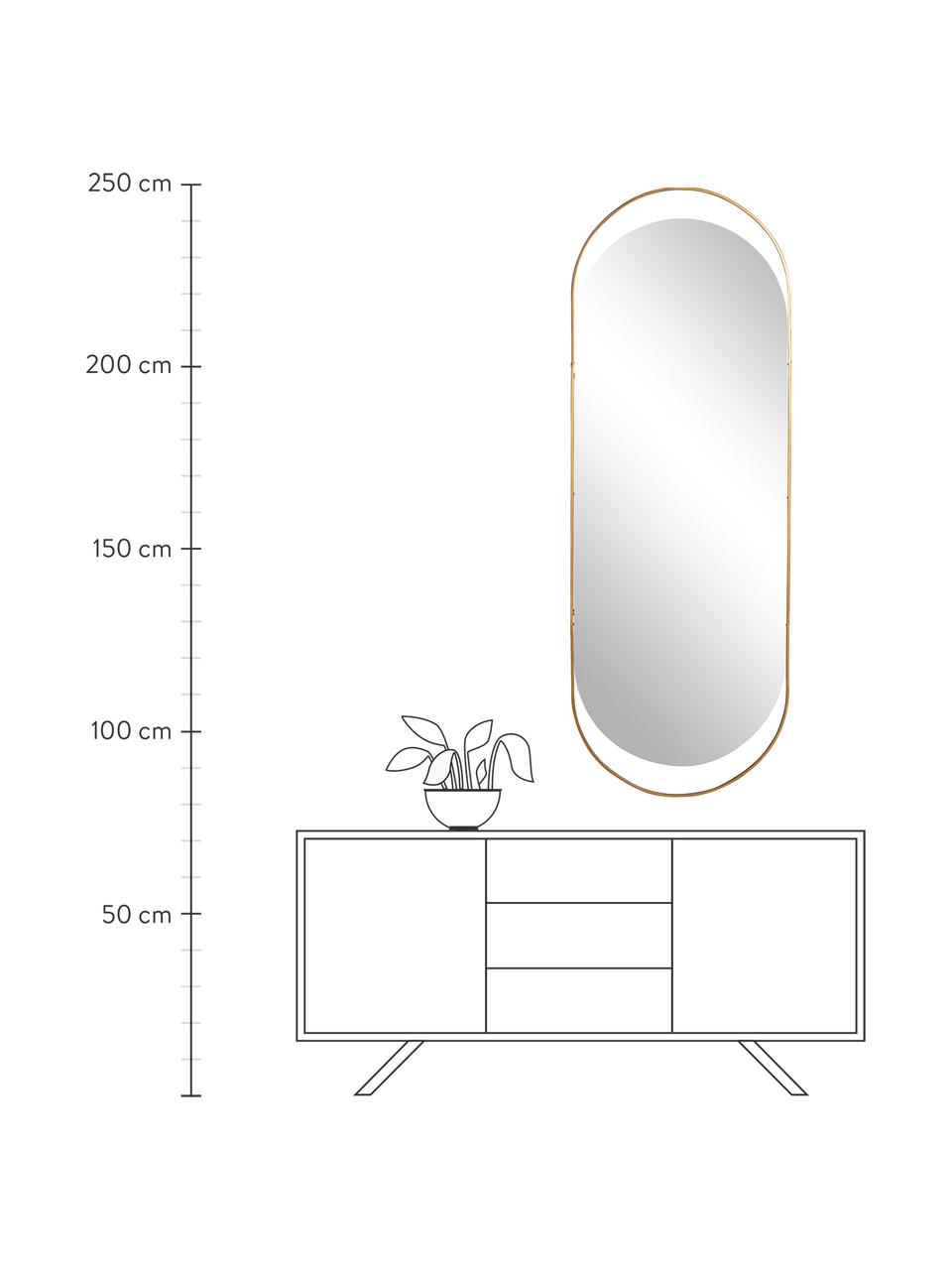 Ovaler Wandspiegel Sanou mit goldfarbenem Rahmen, Rahmen: Metall, beschichtet, Spiegelfläche: Spiegelglas, Goldfarben, B 60 x H 168 cm