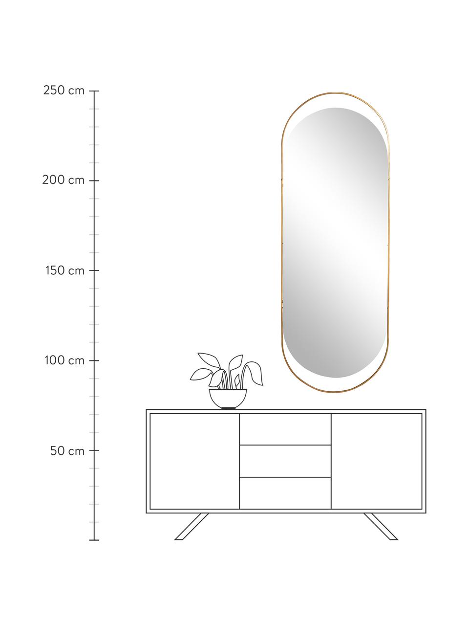 Specchio ovale da parete con cornice dorata Sanou, Cornice: metallo rivestito, Superficie dello specchio: lastra di vetro, Dorato, Larg. 60 x Alt. 168 cm