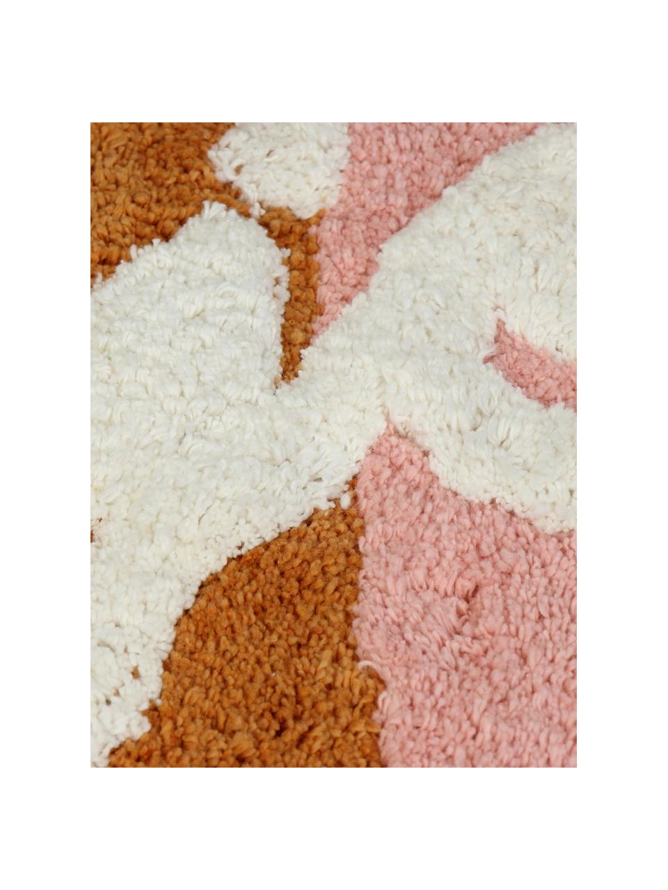 Alfombrilla de baño artesnal de algodón Bonjour, 100% algodón, Naranja, rosa palo, blanco, An 50 x L 80 cm